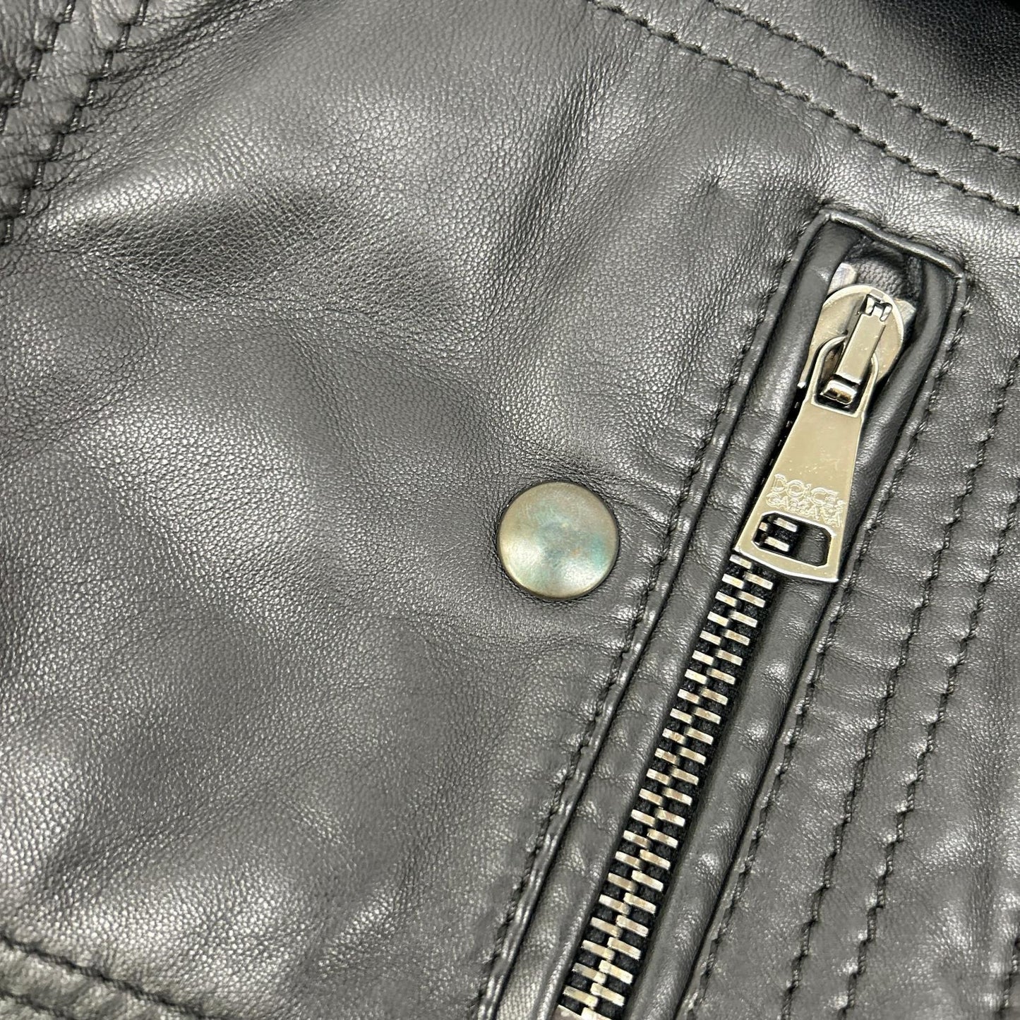 DOLCE&GABBANA ドルチェアンドガッバーナ G9500L ブラック レザー リブニット ジップアップジャケット ジャケット