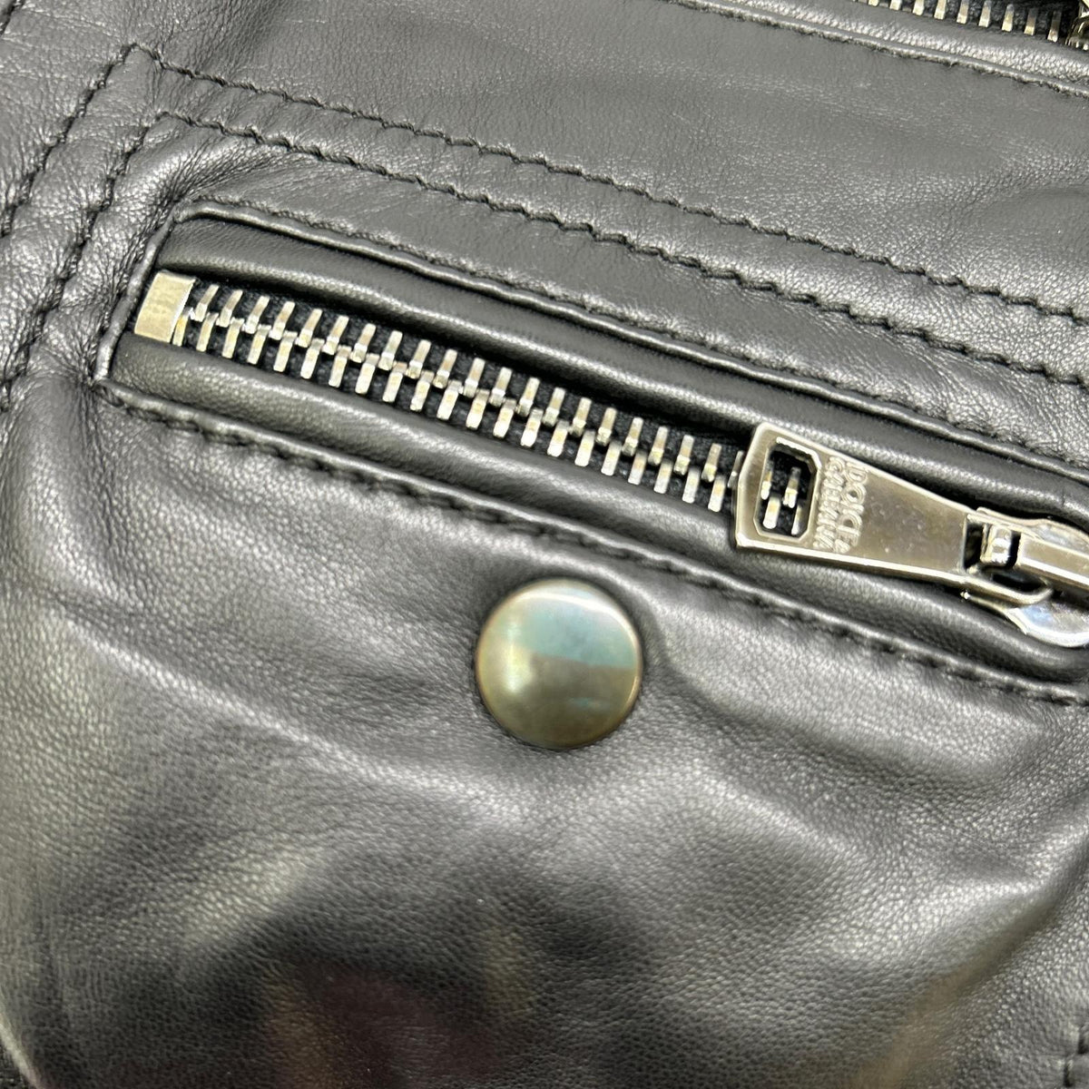 DOLCE&GABBANA ドルチェアンドガッバーナ G9500L ブラック レザー リブニット ジップアップジャケット ジャケット