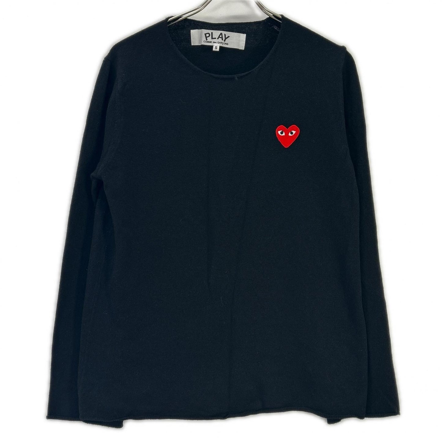 PLAYCOMMEdesGARCONS プレイコムデギャルソン AZ-N068 ブラック ワンポイント刺繍 ロングスリーブ ニット トップス