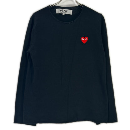 PLAYCOMMEdesGARCONS プレイコムデギャルソン AZ-N068 ブラック ワンポイント刺繍 ロングスリーブ ニット トップス
