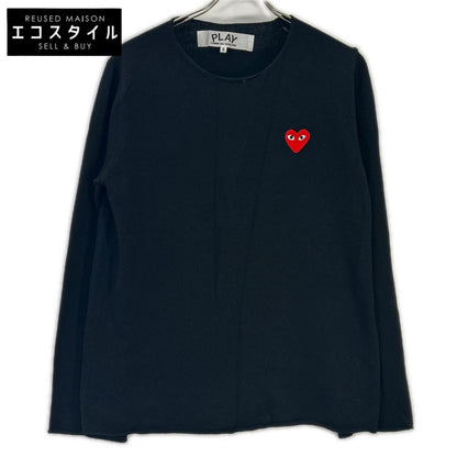 PLAYCOMMEdesGARCONS プレイコムデギャルソン AZ-N068 ブラック ワンポイント刺繍 ロングスリーブ ニット トップス