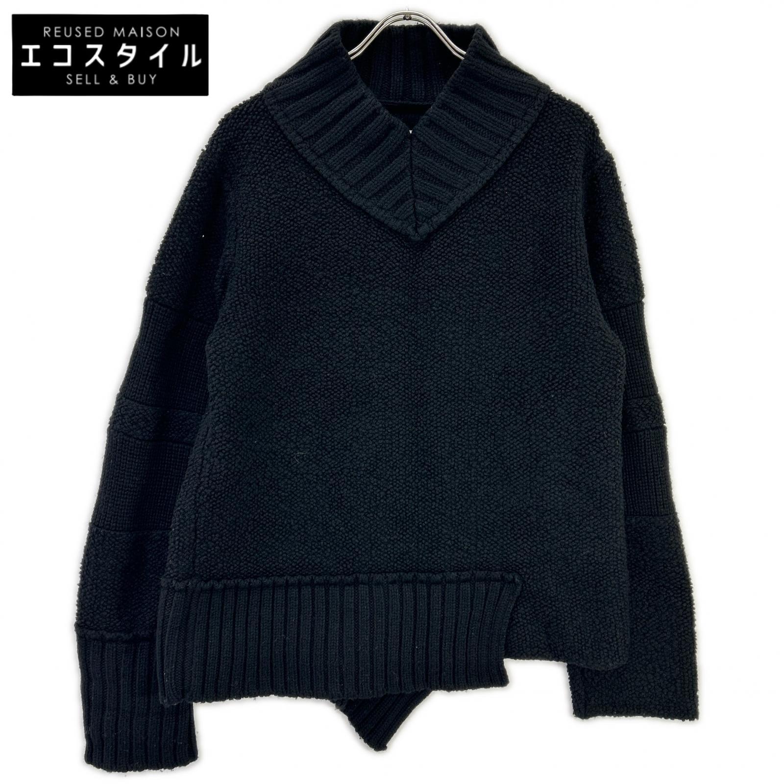 sacai サカイ 20年製 20-02403M ブラック ドッキング ニット プルオーバー トップス