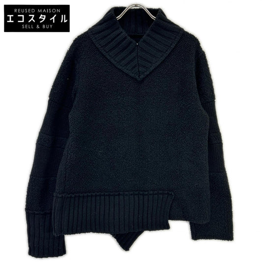 sacai サカイ 20年製 20-02403M ブラック ドッキング ニット プルオーバー トップス