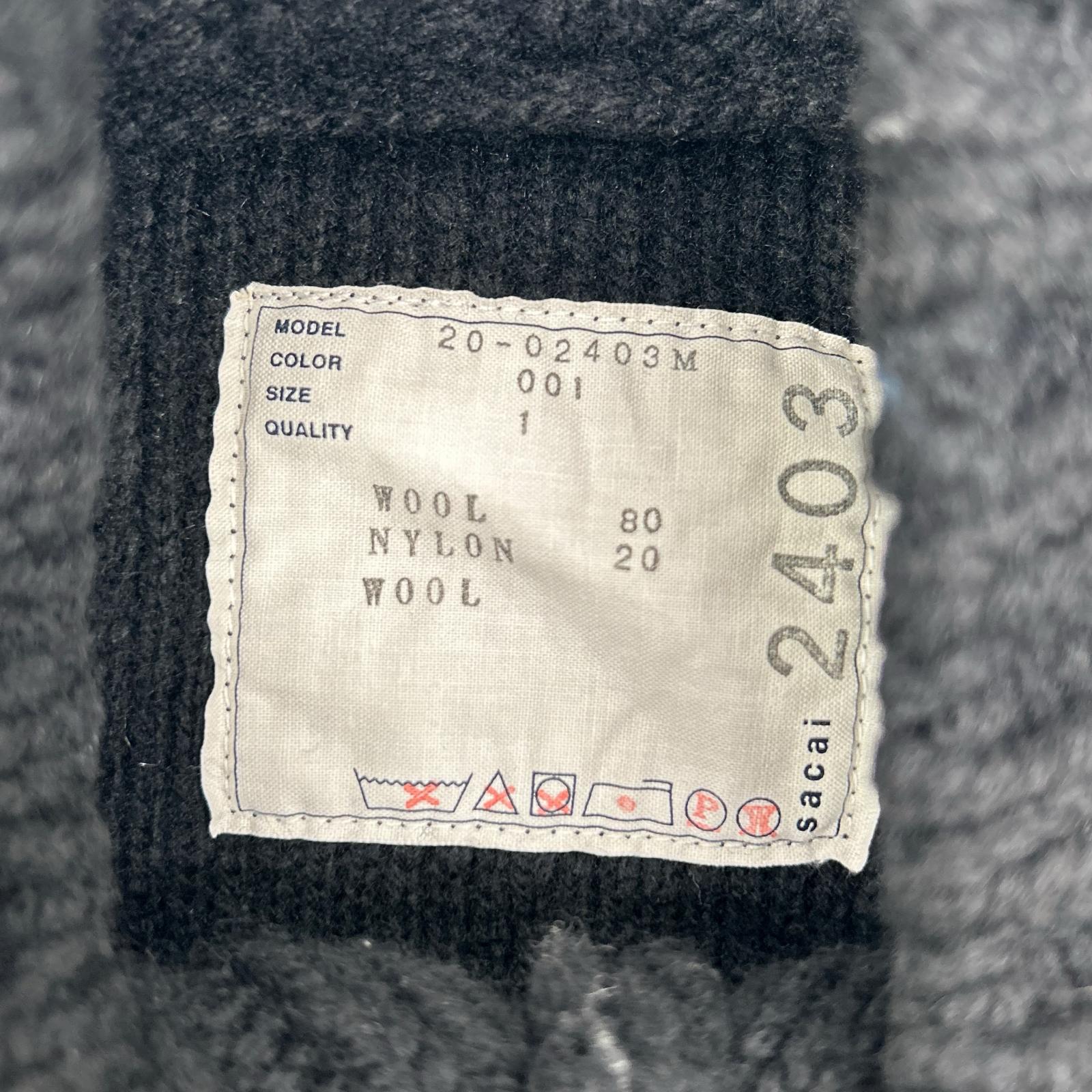 sacai サカイ 20年製 20-02403M ブラック ドッキング ニット プルオーバー トップス