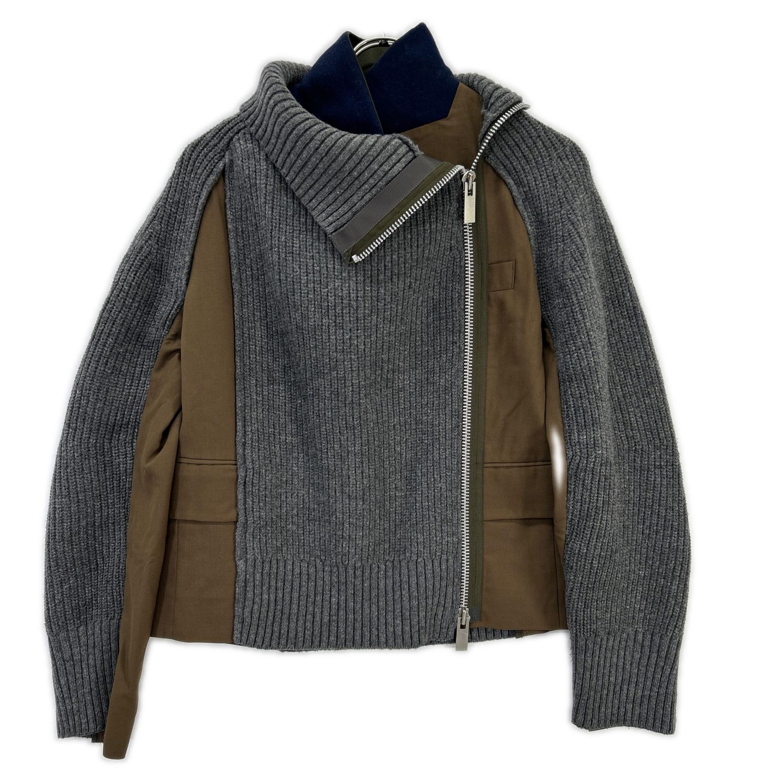 sacai サカイ 22年製 22-06174 グレー×ブラウン Suiting Knit Jacket/スーチングニットジャケット ジャケット