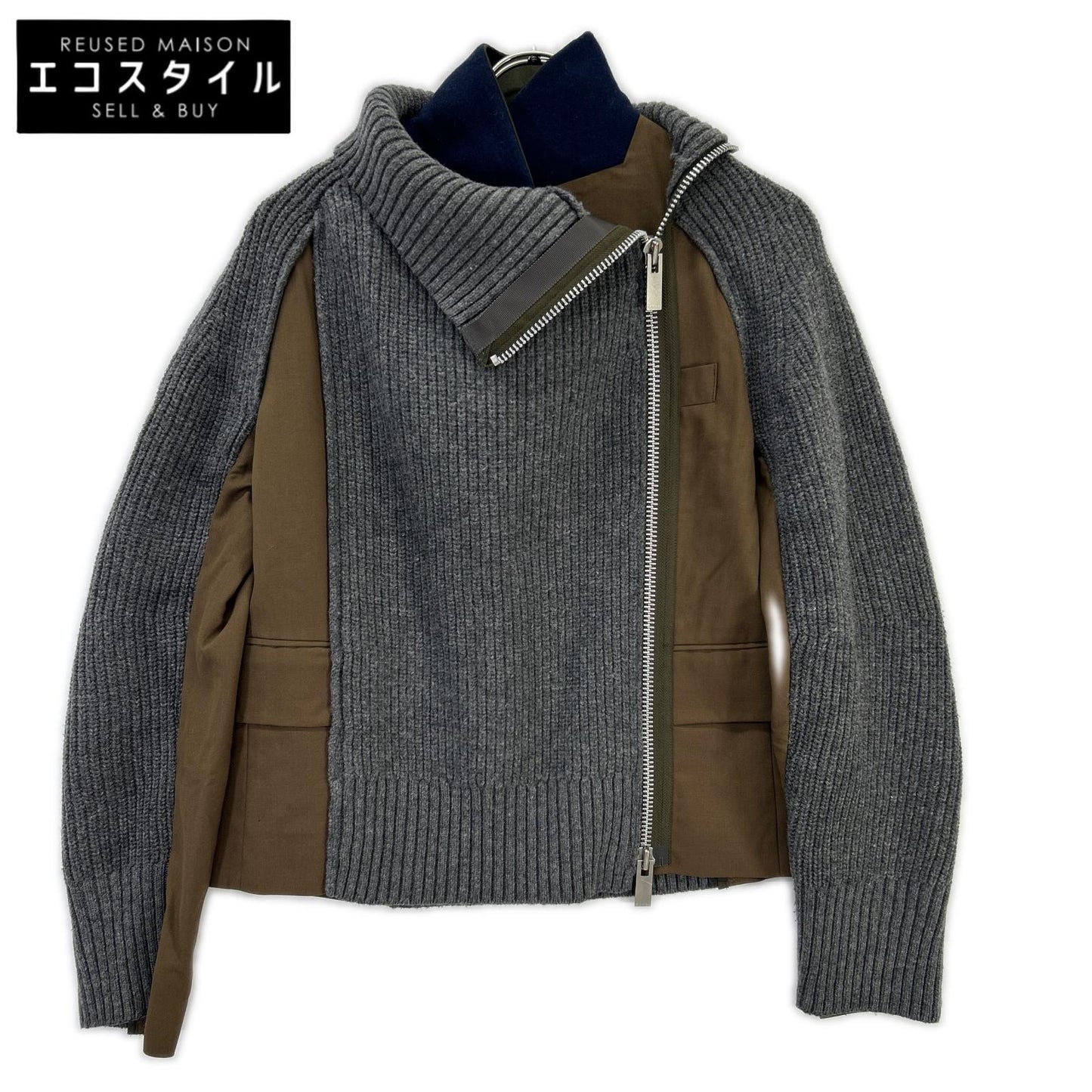 sacai サカイ 22年製 22-06174 グレー×ブラウン Suiting Knit Jacket/スーチングニットジャケット ジャケット