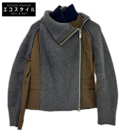 sacai サカイ 22年製 22-06174 グレー×ブラウン Suiting Knit Jacket/スーチングニットジャケット ジャケット