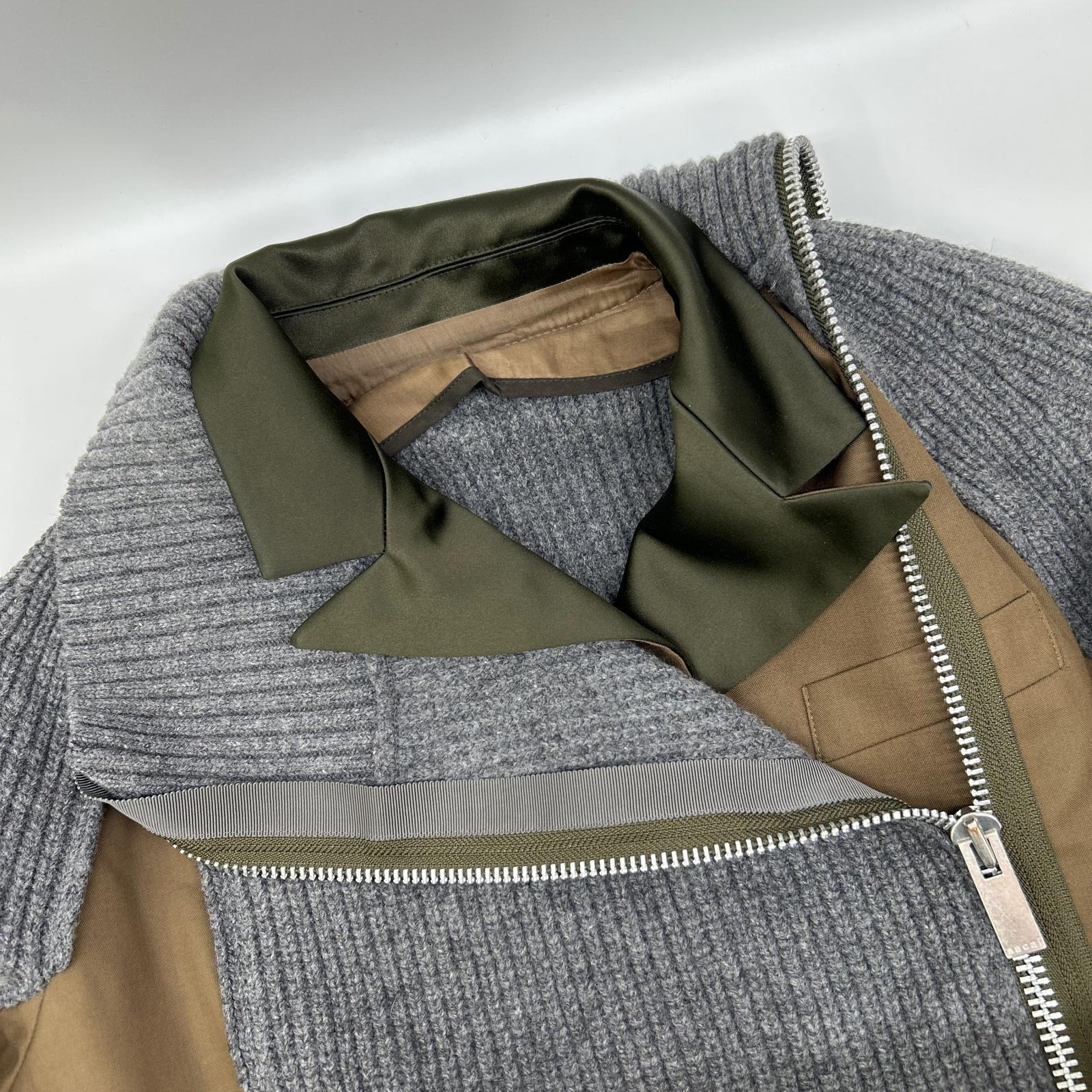 sacai サカイ 22年製 22-06174 グレー×ブラウン Suiting Knit Jacket/スーチングニットジャケット ジャケット
