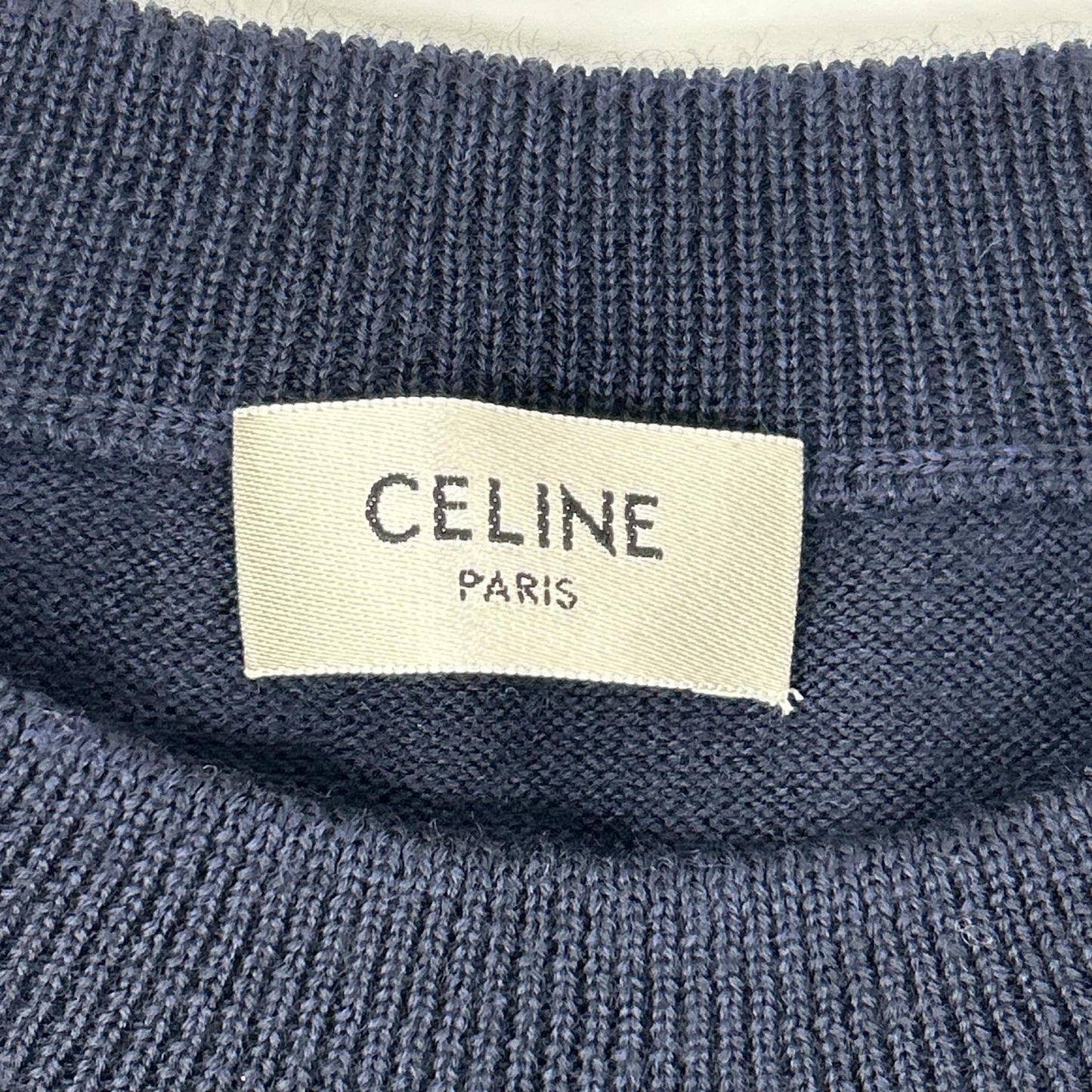 CELINE セリーヌ 2AH80322U ネイビー トリオンフ刺繍 クルーネック ニット トップス