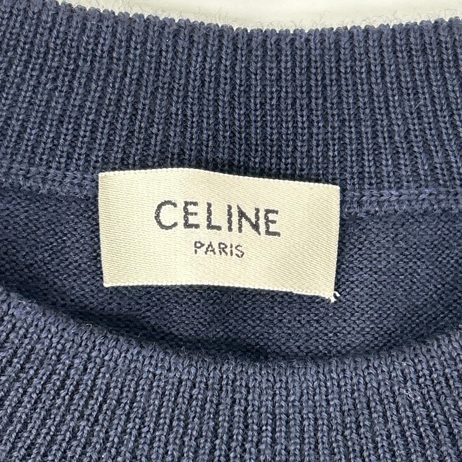 CELINE セリーヌ 2AH80322U ネイビー トリオンフ刺繍 クルーネック ニット トップス