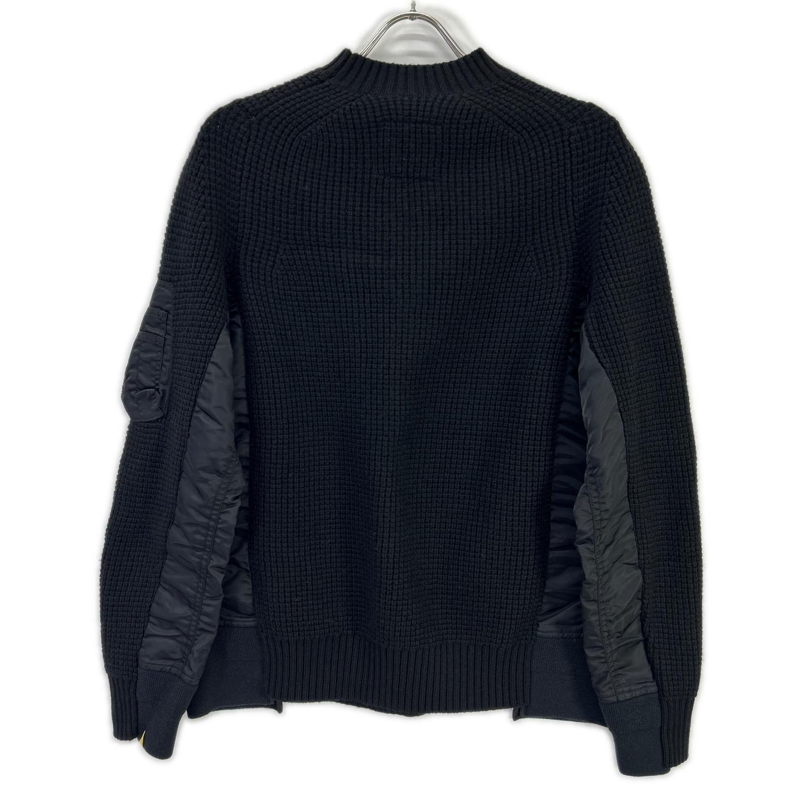 sacai サカイ SCM-031 ブラック Wool Knit Pullover/ドッキングニットセーター トップス