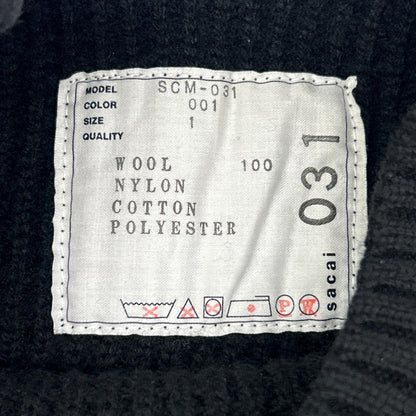 sacai サカイ SCM-031 ブラック Wool Knit Pullover/ドッキングニットセーター トップス