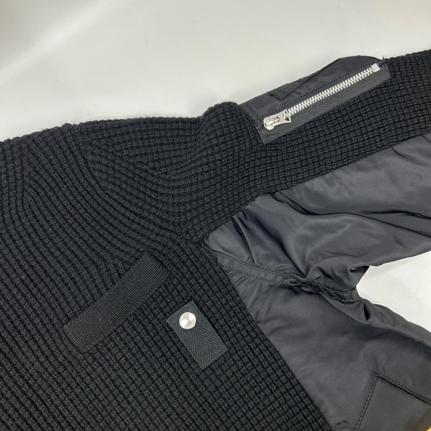 sacai サカイ SCM-031 ブラック Wool Knit Pullover/ドッキングニットセーター トップス