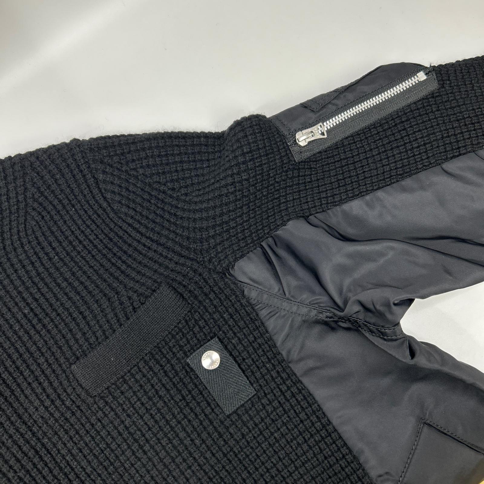 sacai サカイ SCM-031 ブラック Wool Knit Pullover/ドッキングニットセーター トップス