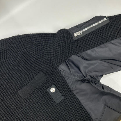 sacai サカイ SCM-031 ブラック Wool Knit Pullover/ドッキングニットセーター トップス