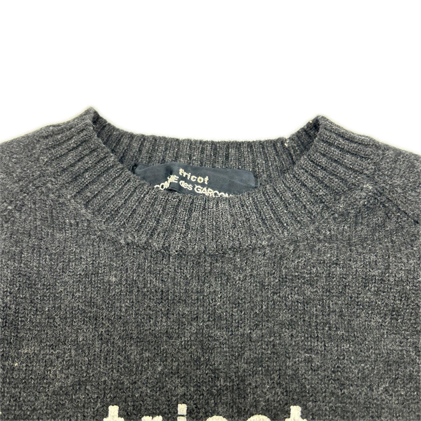 tricot COMME des GARÇONS トリココムデギャルソン 1999 TN-070200 Charcoal Logo-Print Crew-Neck Knitwear Tops