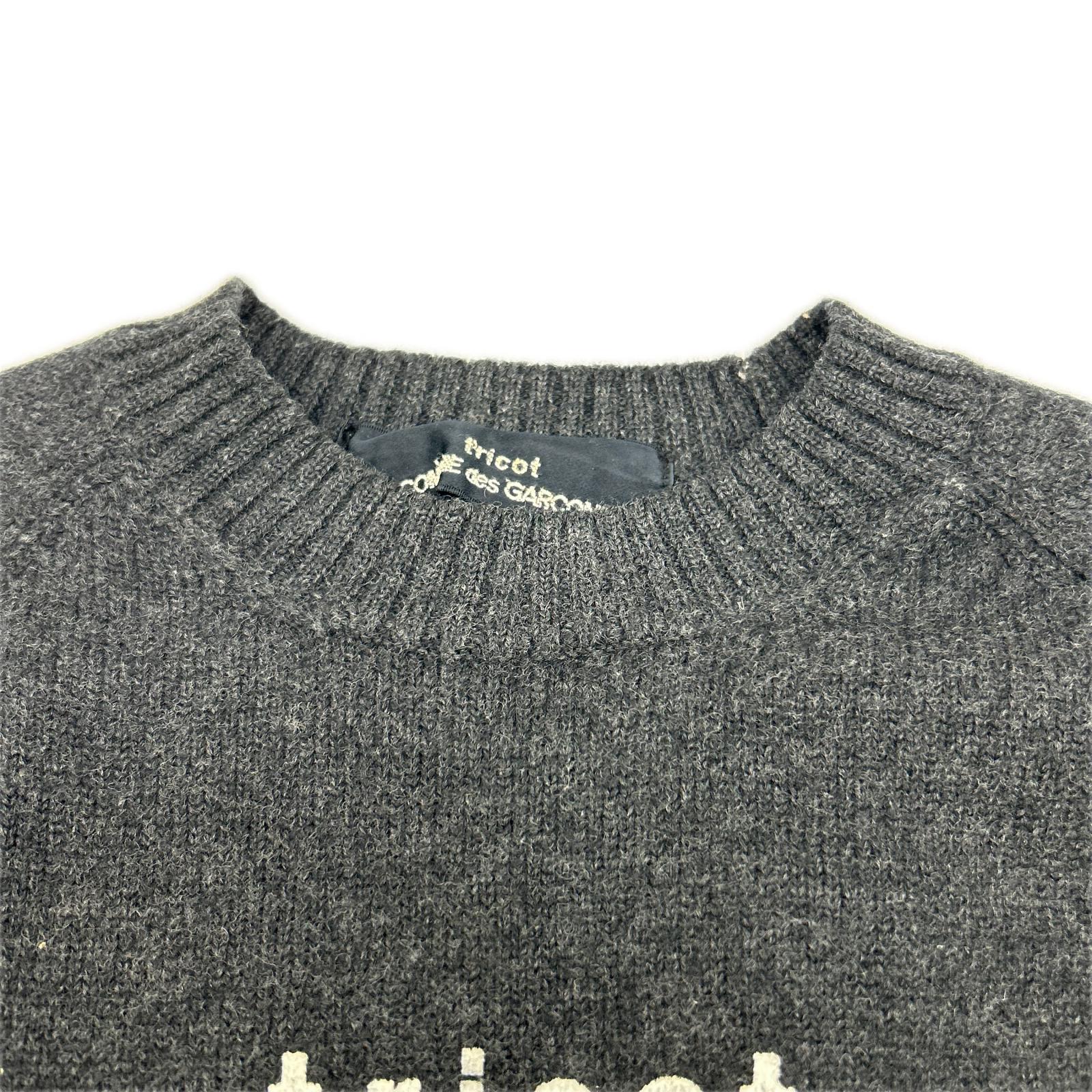 tricot COMME des GARÇONS トリココムデギャルソン 1999 TN-070200 Charcoal Logo-Print Crew-Neck Knitwear Tops