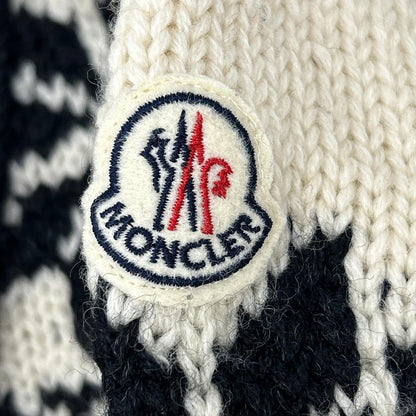 MONCLER モンクレール アイボリー×ブラック ノルディック柄 MAGLIONE TRICOT CARDIGAN カウチンニット トップス