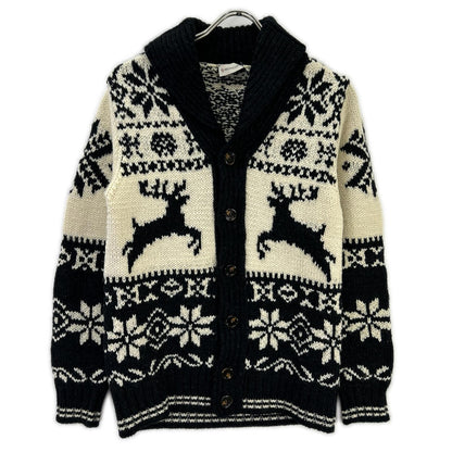 MONCLER モンクレール アイボリー×ブラック ノルディック柄 MAGLIONE TRICOT CARDIGAN カウチンニット トップス