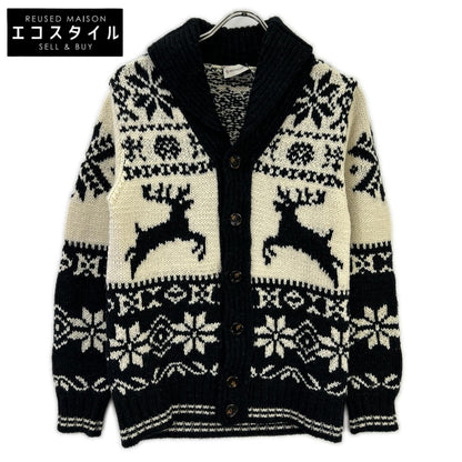 MONCLER モンクレール アイボリー×ブラック ノルディック柄 MAGLIONE TRICOT CARDIGAN カウチンニット トップス