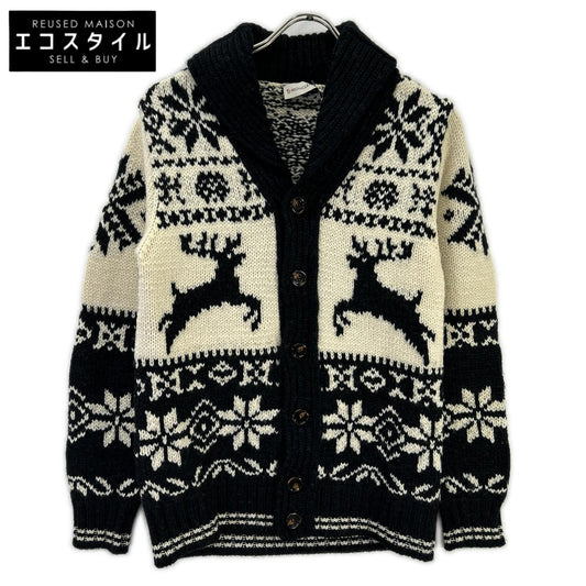 MONCLER モンクレール アイボリー×ブラック ノルディック柄 MAGLIONE TRICOT CARDIGAN カウチンニット トップス