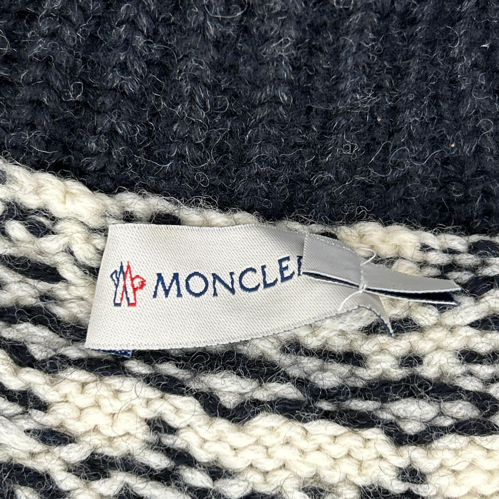 MONCLER モンクレール アイボリー×ブラック ノルディック柄 MAGLIONE TRICOT CARDIGAN カウチンニット トップス