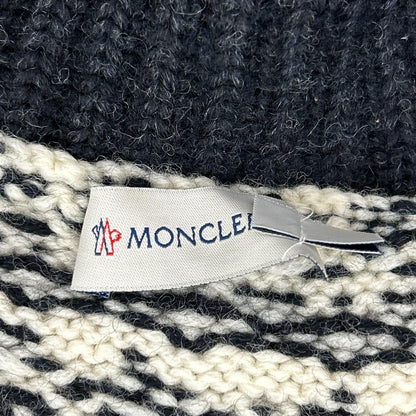 MONCLER モンクレール アイボリー×ブラック ノルディック柄 MAGLIONE TRICOT CARDIGAN カウチンニット トップス