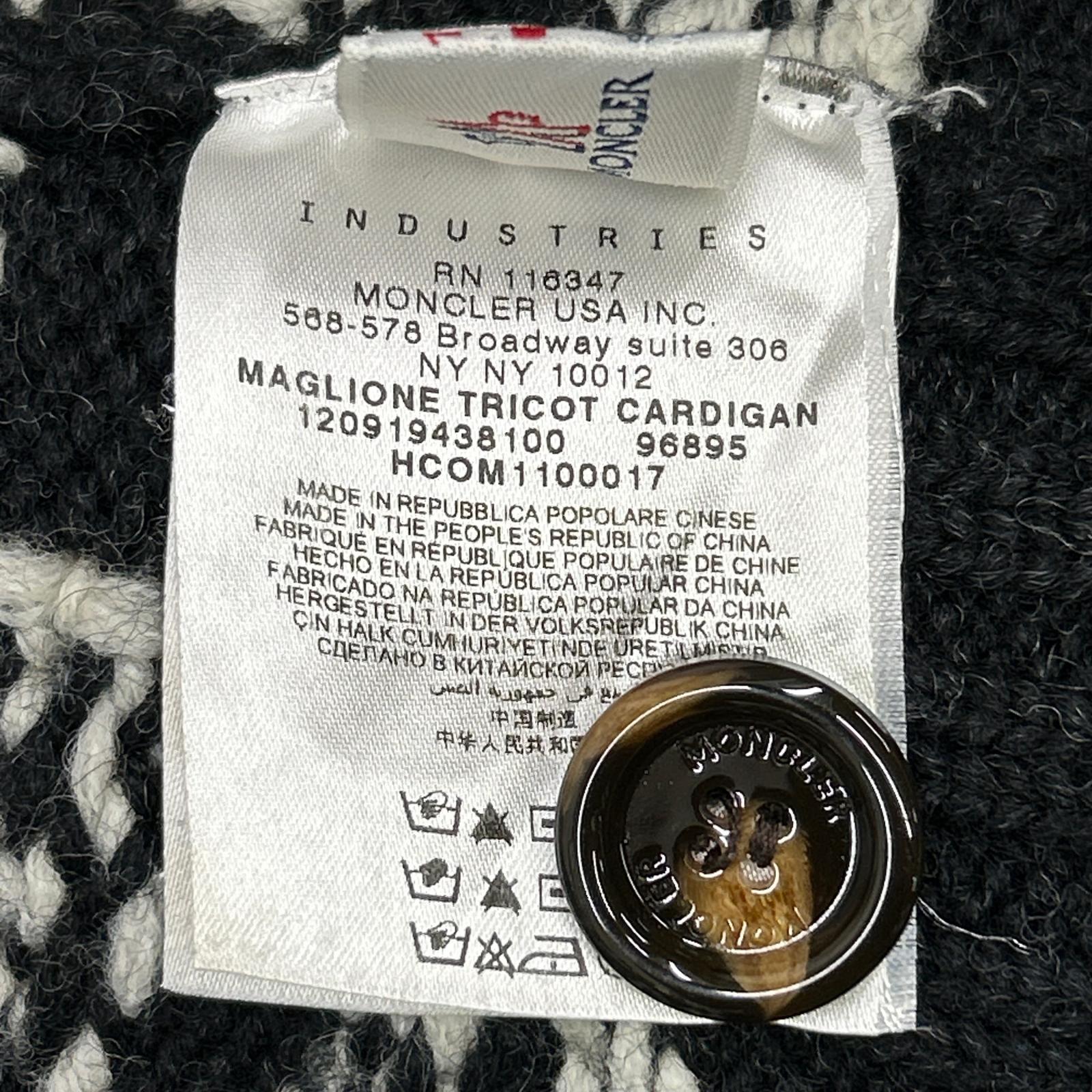 MONCLER モンクレール アイボリー×ブラック ノルディック柄 MAGLIONE TRICOT CARDIGAN カウチンニット トップス