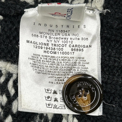 MONCLER モンクレール アイボリー×ブラック ノルディック柄 MAGLIONE TRICOT CARDIGAN カウチンニット トップス