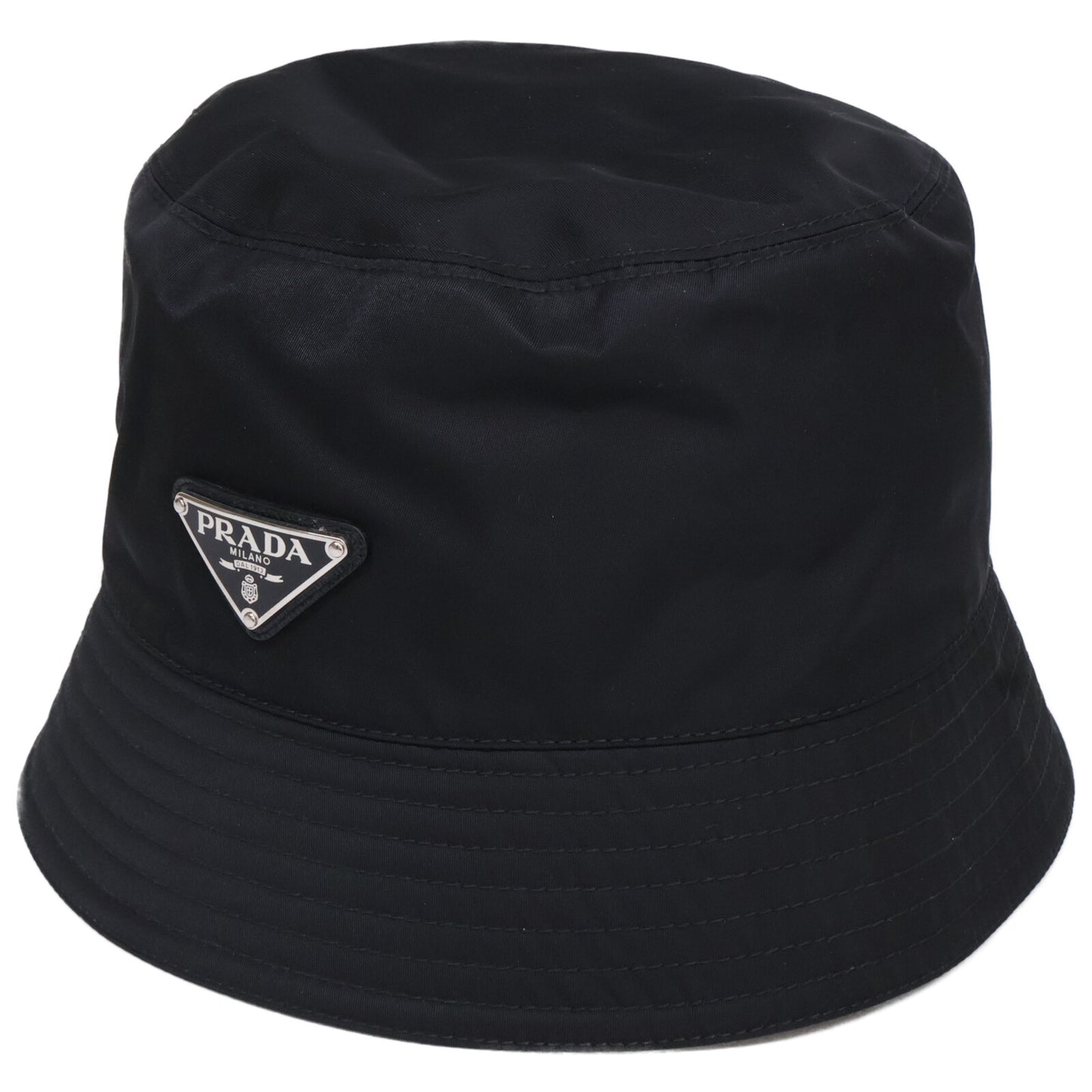 PRADA プラダ 【美品】2HC137 2DMI Re-Nylon トライアングルプレート ナイロン バケットハット 帽子