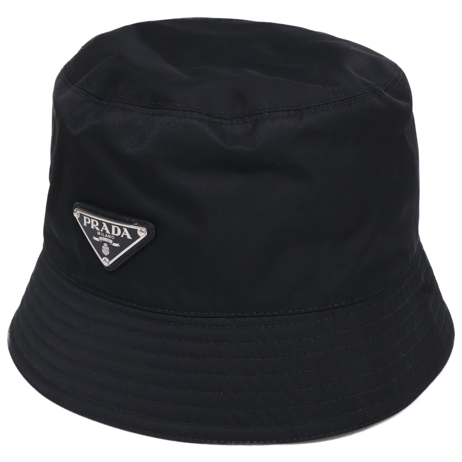 PRADA プラダ 【美品】2HC137 2DMI Re-Nylon トライアングルプレート ナイロン バケットハット 帽子