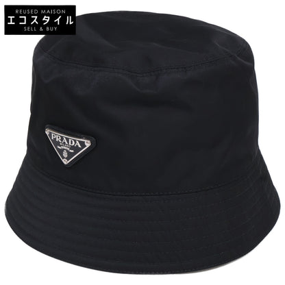 PRADA プラダ 【美品】2HC137 2DMI Re-Nylon トライアングルプレート ナイロン バケットハット 帽子