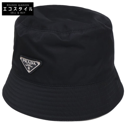 PRADA プラダ 【美品】2HC137 2DMI Re-Nylon トライアングルプレート ナイロン バケットハット 帽子