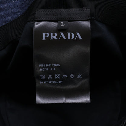 PRADA プラダ 【美品/国内正規】2HC137 AJ6 トライアングルプレート デニム バケットハット 帽子