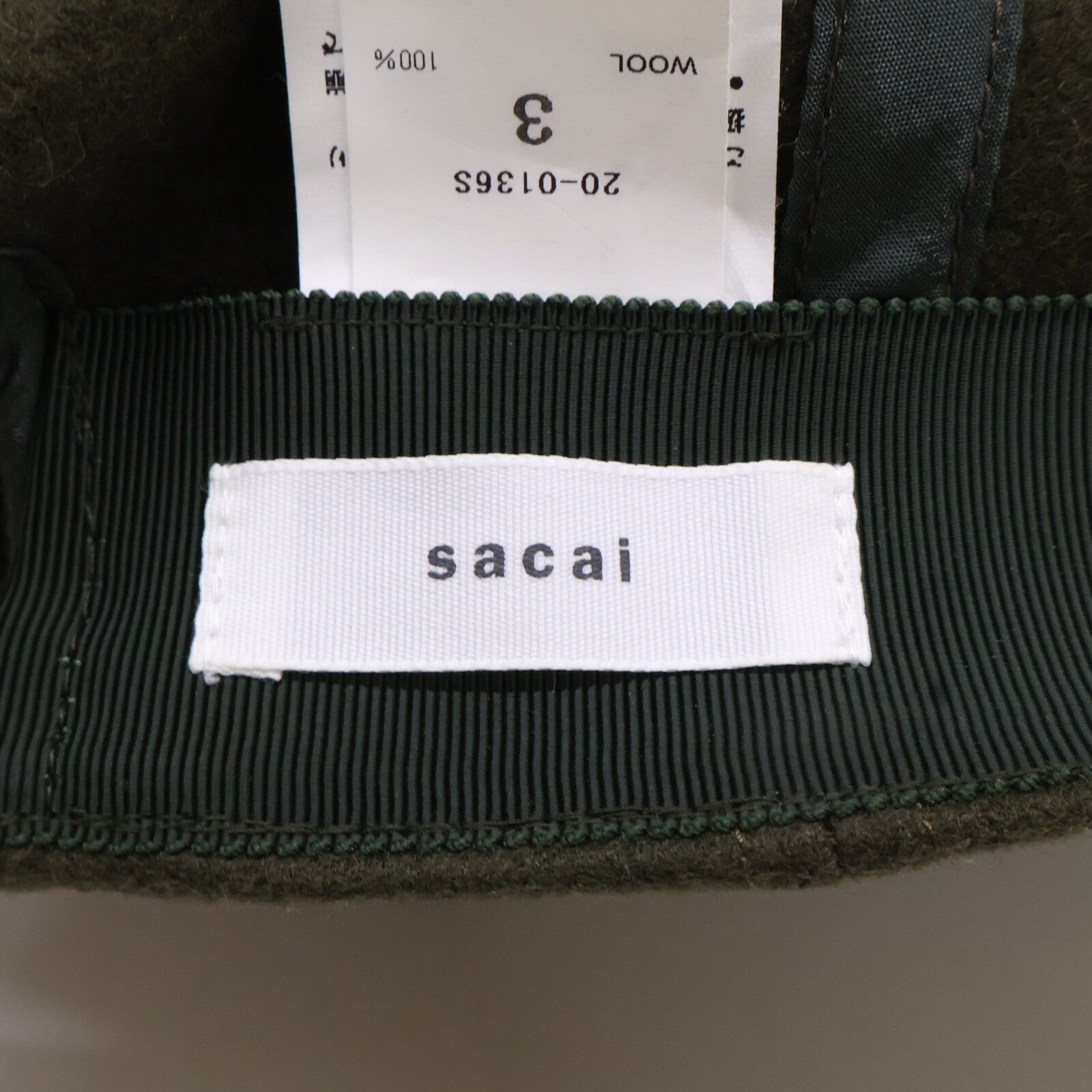 sacai サカイ 【美品】20AW 20-0136S Wool Melton Cap Sロゴ刺繍 メルトンキャップ 帽子