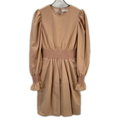 ADEAM Baby Pink Square-Neck Gathered Long-Sleeve Dress Dress