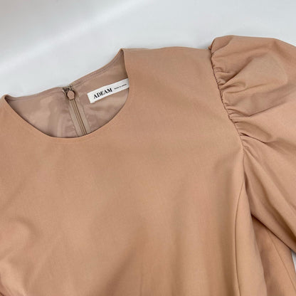 ADEAM Baby Pink Square-Neck Gathered Long-Sleeve Dress Dress