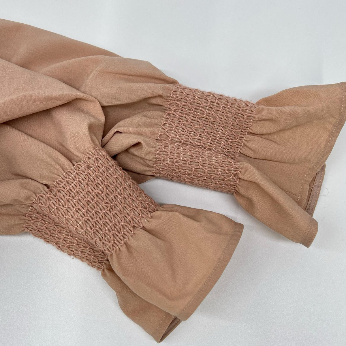 ADEAM Baby Pink Square-Neck Gathered Long-Sleeve Dress Dress