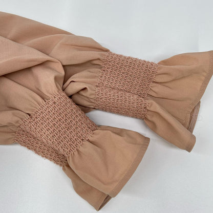 ADEAM Baby Pink Square-Neck Gathered Long-Sleeve Dress Dress