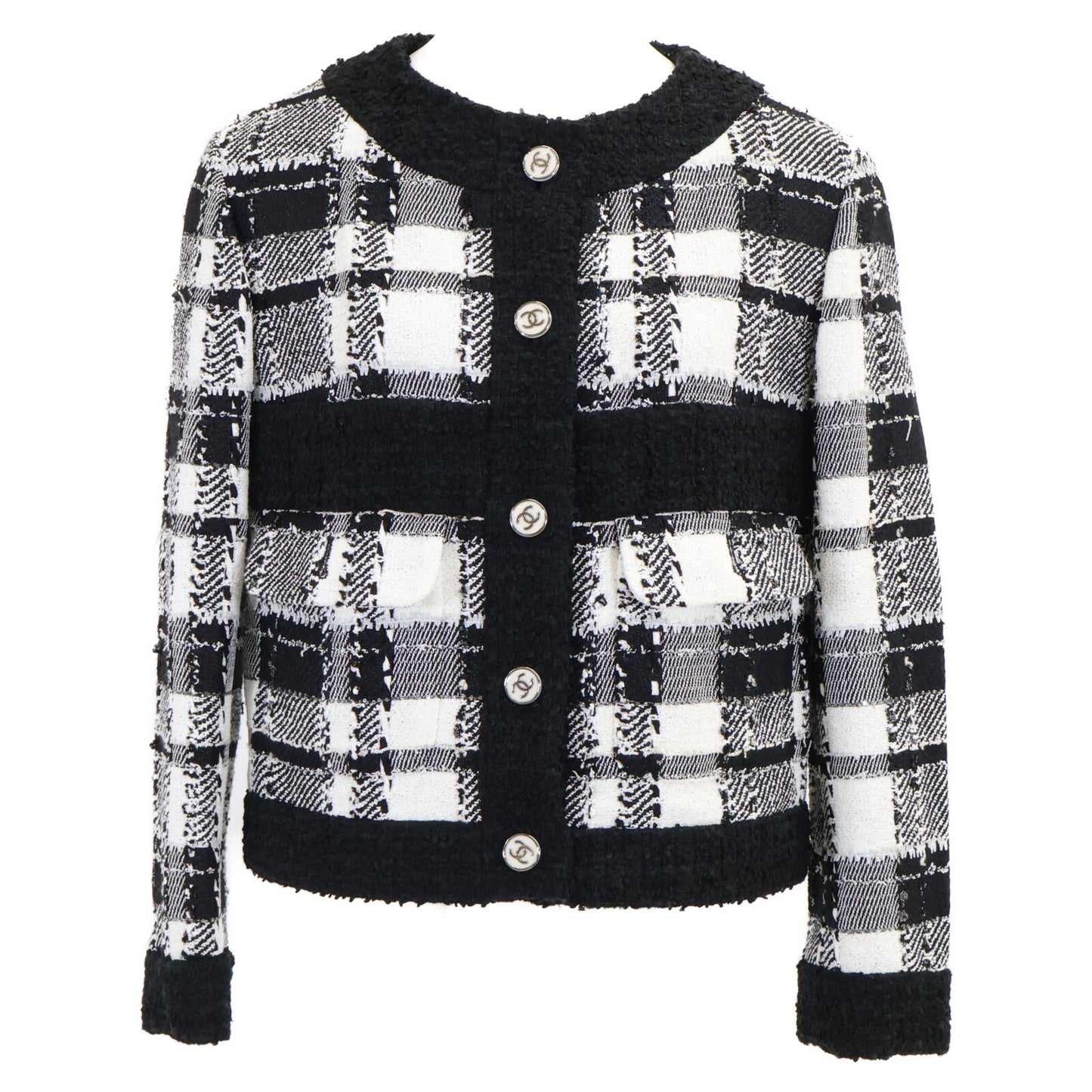 CHANEL シャネル 【美品/国内正規/23SS】P74407V65893 ココマークボタン ツイード ノーカラージャケット ジャケット