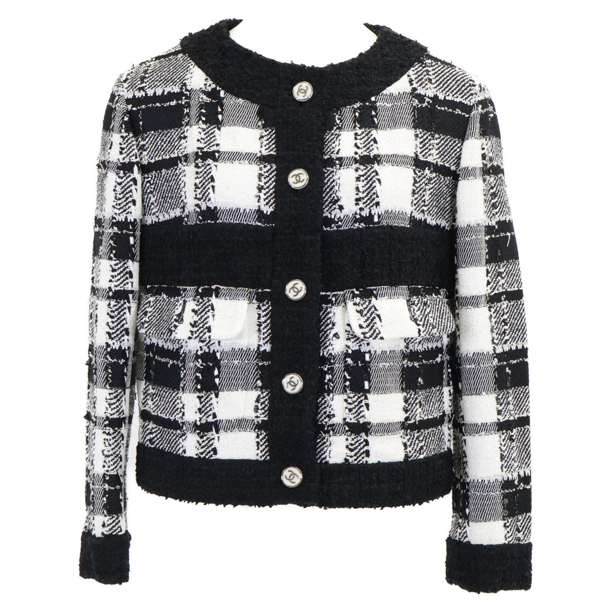 CHANEL シャネル 【美品/国内正規/23SS】P74407V65893 ココマークボタン ツイード ノーカラージャケット ジャケット