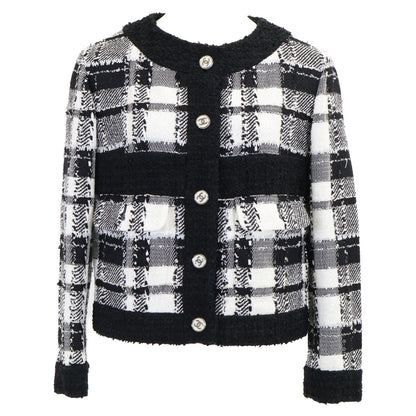 CHANEL シャネル 【美品/国内正規/23SS】P74407V65893 ココマークボタン ツイード ノーカラージャケット ジャケット