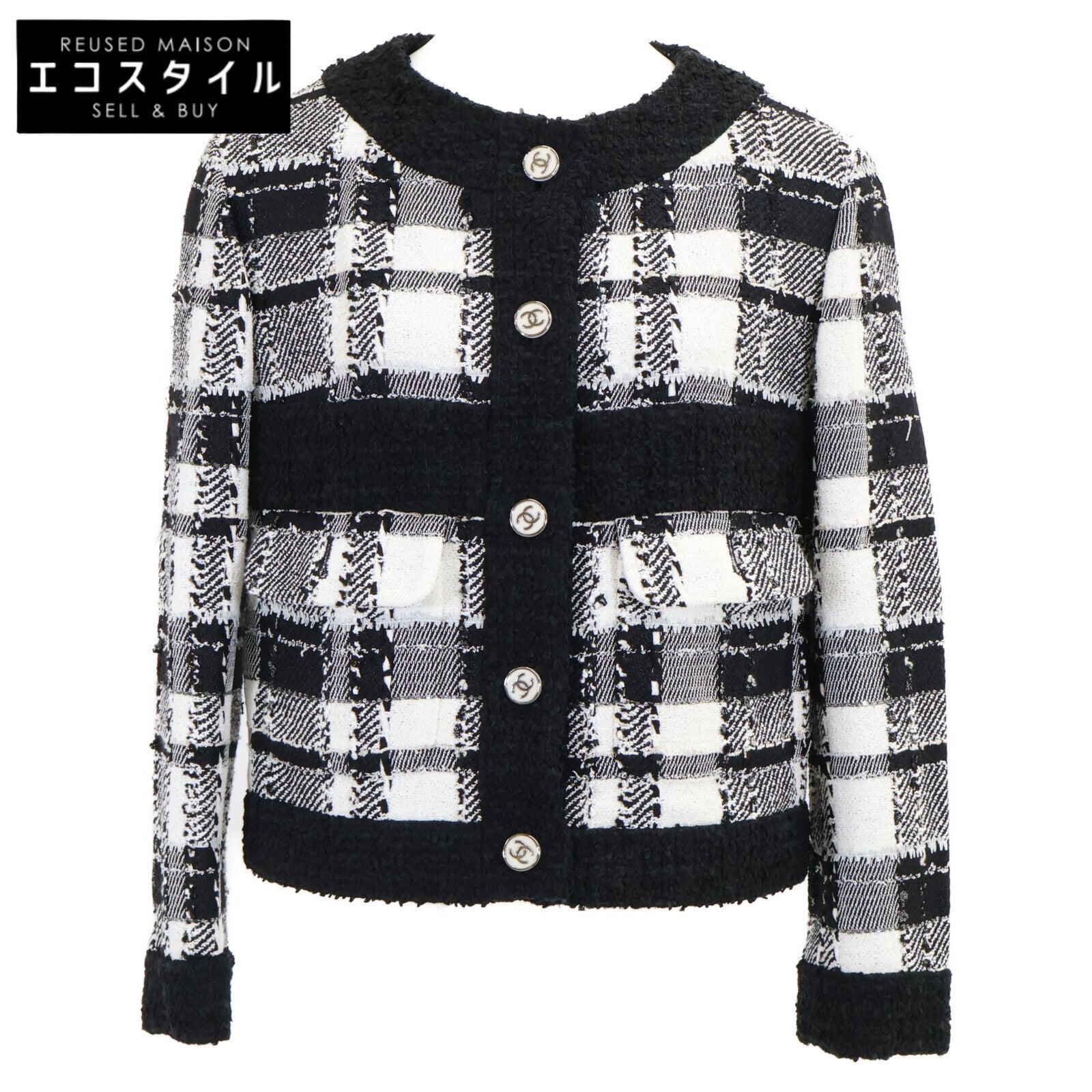 CHANEL シャネル 【美品/国内正規/23SS】P74407V65893 ココマークボタン ツイード ノーカラージャケット ジャケット