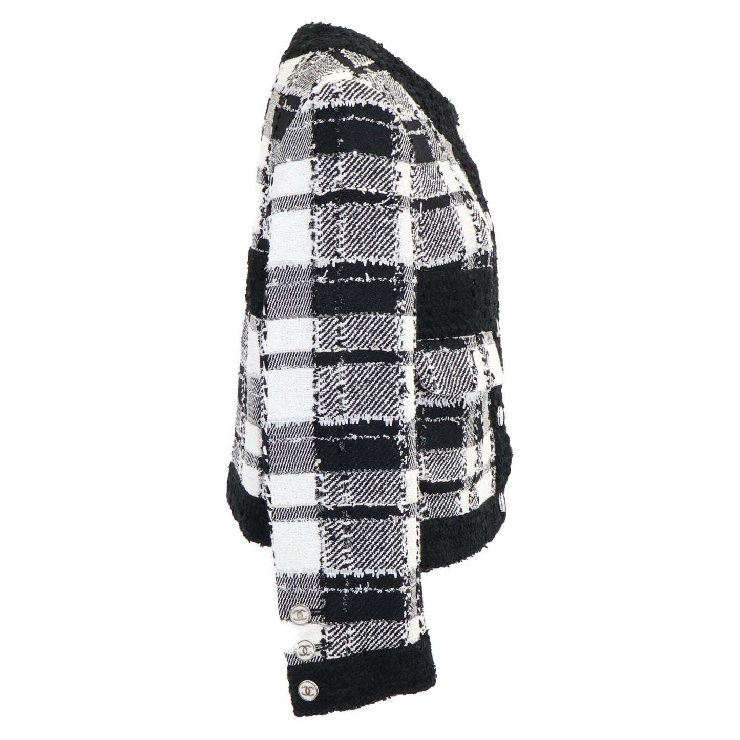 CHANEL シャネル 【美品/国内正規/23SS】P74407V65893 ココマークボタン ツイード ノーカラージャケット ジャケット