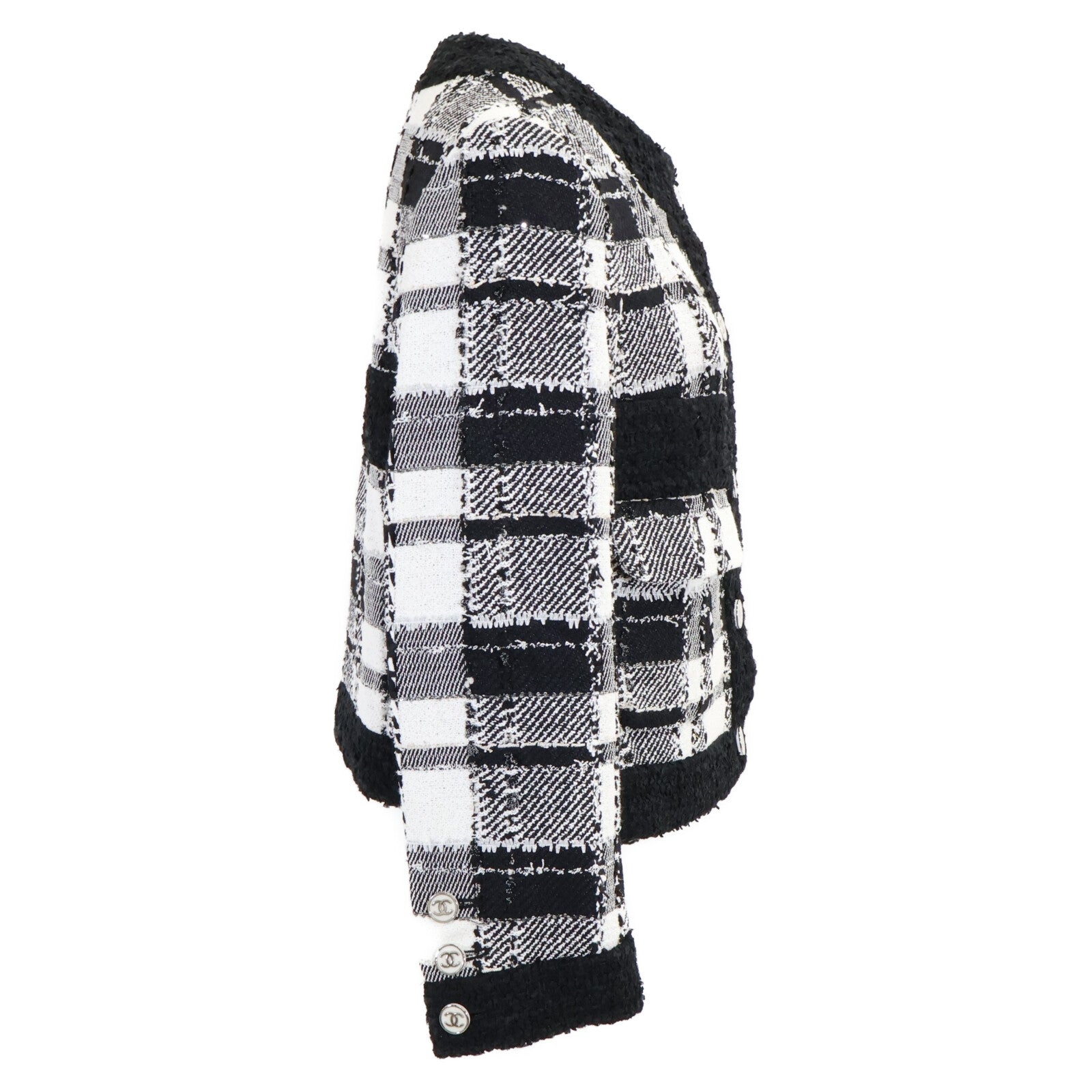 CHANEL シャネル 【美品/国内正規/23SS】P74407V65893 ココマークボタン ツイード ノーカラージャケット ジャケット