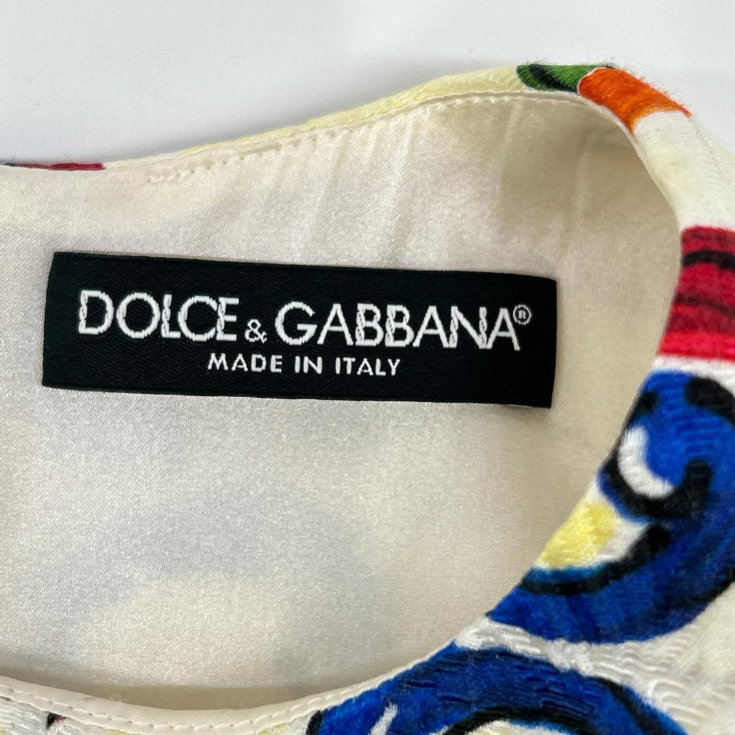 DOLCE&GABBANA ドルチェアンドガッバーナ F68A8T マルチカラー マヨリカプリント ノースリーブワンピース ワンピース