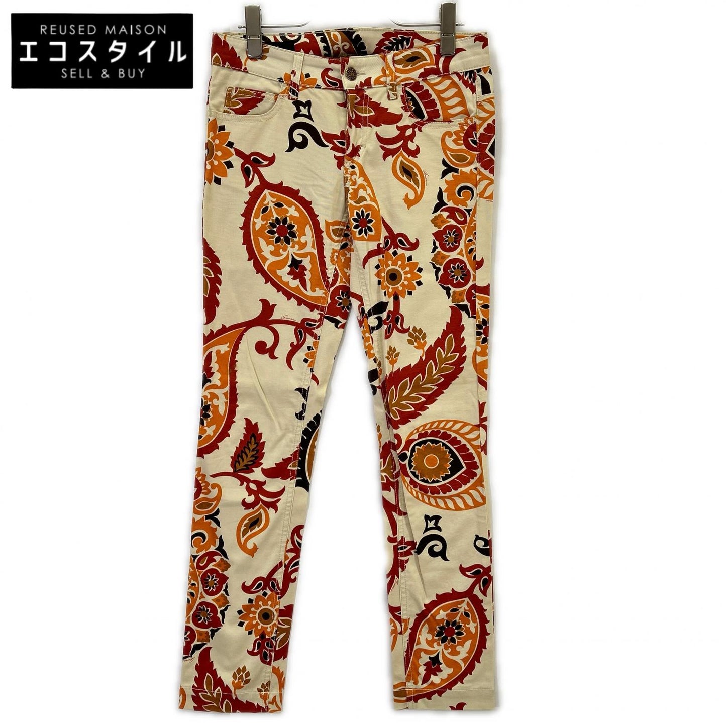 GUCCI グッチ 333232XD063 ベージュ レザーパッチ ペイズリーアートフラワー パンツ ボトムス