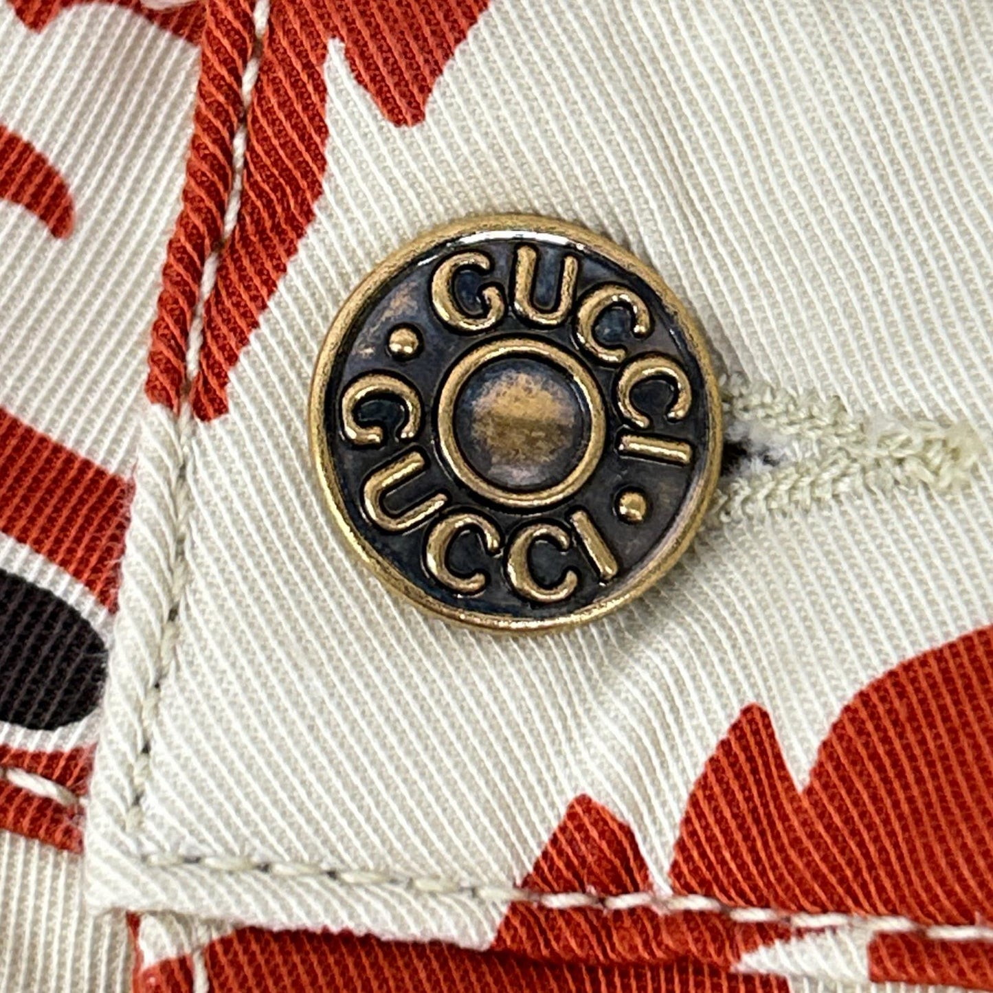 GUCCI グッチ 333232XD063 ベージュ レザーパッチ ペイズリーアートフラワー パンツ ボトムス