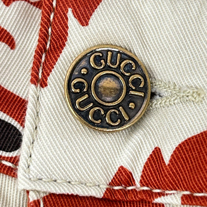 GUCCI グッチ 333232XD063 ベージュ レザーパッチ ペイズリーアートフラワー パンツ ボトムス