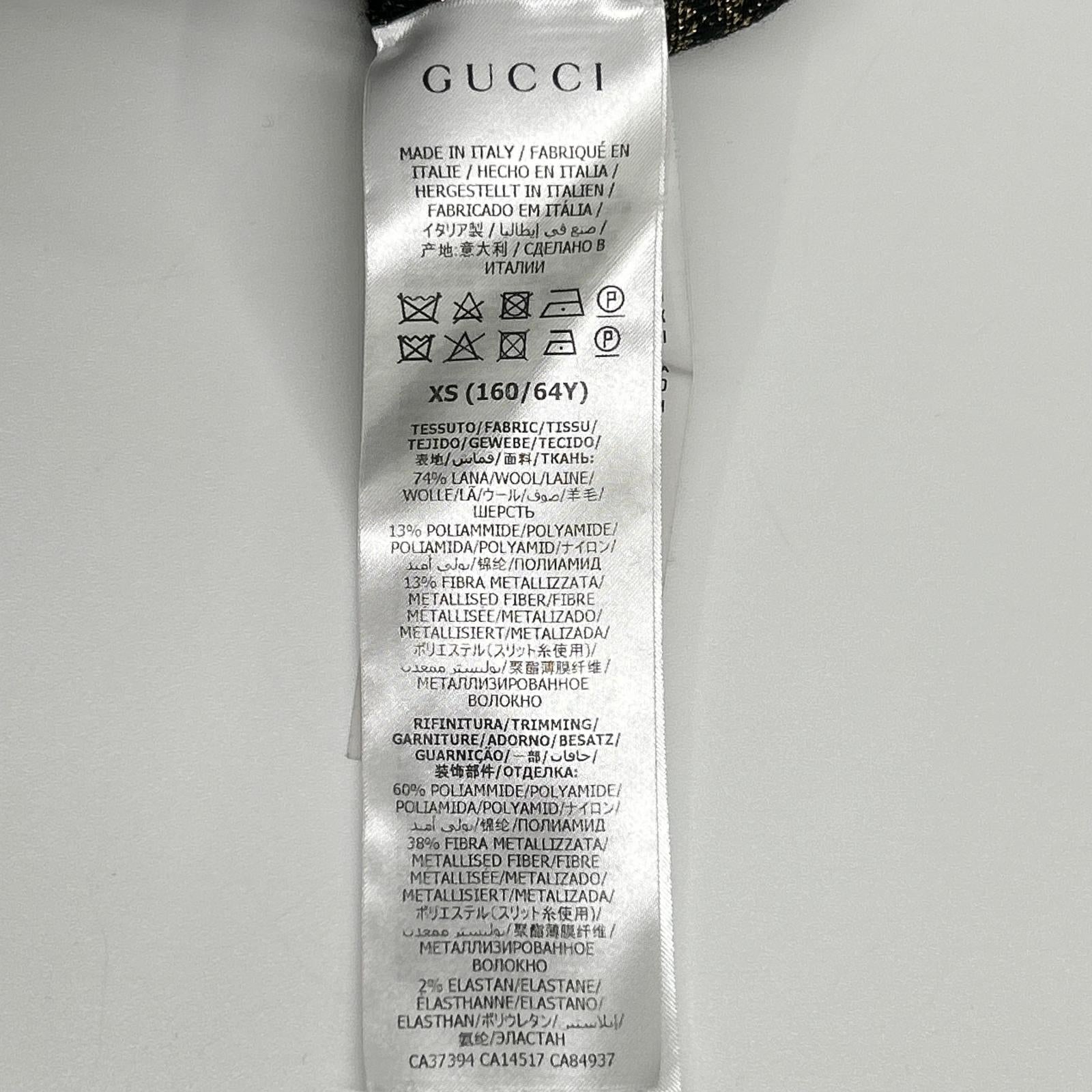 GUCCI グッチ 555179 ブラック GG柄 ゴールドラメ ロングウールスカート スカート